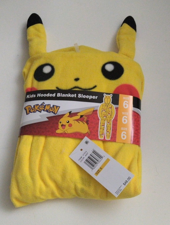 Pokemon Other - Pokemon Kids Hooded Blanket Sleeper - Pikachu Yellow Pokémon Size 6 New